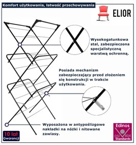 Pionowa czarna suszarka na pranie składana - P0-A98