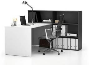 Zestaw mebli biurowych single SEGMENT, 3 półki, prawy, biały/grafit