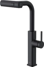 Esseswitch bateria zlewozmywakowa z wyciąganą wylewką matowa czerń - Essebagno