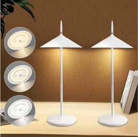 NETTLIFE Lampa stołowa zasilana bateryjnie lampa nocna LED 2 sztuki bezprzewodowe lampy stołowe 1800mhA akumulatorowe dotykowe ściemnialne nowoczesne białe IP44
