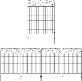 Outsunny Płot Ogrodowy z Kraty Furtka Vintage 365x0.8x112cm Czarny Odporny na Warunki Atmosferyczne | Aosom PL