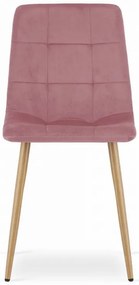 Zestaw jadalniany 1 + 4, stół UMEKO 120x80 cm dąb sonoma + różowe aksamitne krzesło KARA