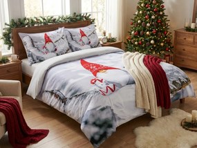 PrzytulneMieszkanie.pl PrzytulneMieszkanie.pl Pościel z mikrosatyny WINTER GNOME szara + poszewka na poduszkę 45 x 45 cm gratis Rozmiar pościeli: 70 x 90 cm | 140 x 200 cm