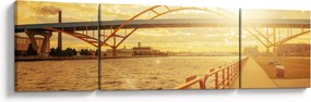 Obraz mostu z zachodem słońca (170x50 cm)