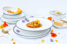 Mäser 4-częściowy zestaw talerzy dla smakoszy Pintar White niebieskie kropki 26 cm