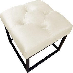 Pufa CHESTERFIELD tkanina Welur loft ławka podnóżek metal : Kolor Stelaża - Czarny , Kolor tkaniny - VELVET - MG50, Typ tkaniny - Velvet