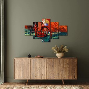 Obraz czerwonego koła, malowanie akrylowe (125x70 cm)