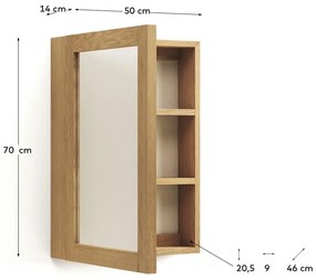 Wisząca szafka łazienkowa z litego drewna tekowego z lustrem 50x70 cm Plubia – Kave Home