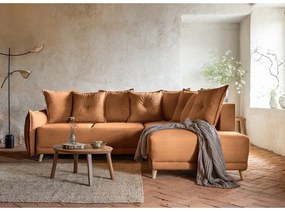 Ceglasty sztruksowy rozkładany narożnik (prawostronny) Lazy Lukka – Miuform