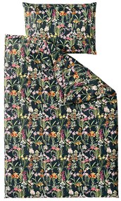 PrzytulneMieszkanie.pl PrzytulneMieszkanie.pl PrzytulneMieszkanie.pl Zestaw pościeli z mikropluszu MYSTIC GARDEN ciemnozielona + prześcieradło z mikropluszu SOFT 90x200 cm białe, pojedyncze łóżko