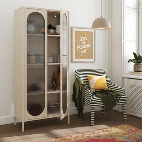Kremowa metalowa witryna 80x186x40 cm Luna – Støraa