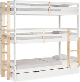 Łóżko piętrowe 90x200 cm białe Łóżko dziecięce