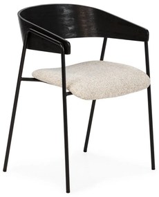 Czarne/beżowe tapicerowane fotele jadalniane zestaw z podłokietnikami 2 szt. Cora – MOME