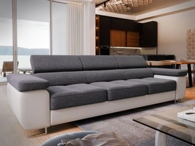 Masseno Sofa MOSINE z funkcją spania, Rozkładana sofa z regulowanymi zagłówkami - Szary, SAWANA 05 + MADRYT 920