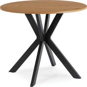 Stół Okrągły LAUREN 90 cm Dąb Złoty/Czarny Loft Nowoczesny