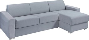 Kanapa narożna rozkładana uniwersalna w szarym materiale - Szeroki ruszt lamelek 160 cm - Materac 22 cm z pamięcią kształtu - CALITO