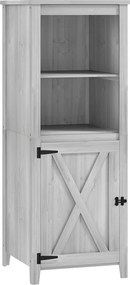 Outsunny Szopa Ogrodowa z Drzwiami Typu Stodoła, Regulowane Półki, Wąski Design, Drewno Jodłowe, Jasnoszary