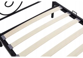 Łóżko Metalowe 90x200 cm ze Stelażem Jednoosobowe LORDI Czarne