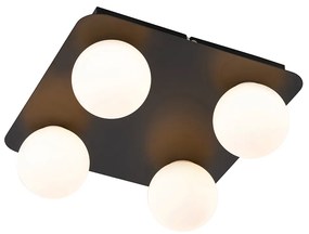 Zewnetrzna Nowoczesna lampa sufitowa do łazienki czarna kwadratowa 4-punktowa - Cederic Nowoczesny Oswietlenie zewnetrzne