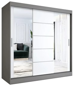 Trzydrzwiowa szafa przesuwna 200 cm antracyt + biały - Ebia 6X
