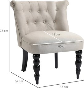 HOMCOM Fotele wypoczynkowe Fotel vintage Regulowane nóżki antypoślizgowe Krzesło lniane obicie drewniana rama Len Beżowy + czarny | Aosom PL