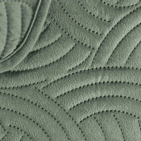 Zielony aksamitny zestaw narzuty na łóżko i poszewki na poduszkę 220x240 cm Solange – douceur d'intérieur