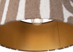 Lampa wisząca czarna z brązowo-beżowym kloszem 35 cm 3-punktowa - Cava