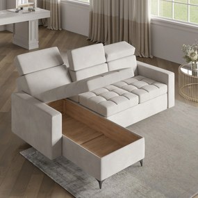 Masseno Narożnik KAME z funkcją spania i pojemnikiem na pościel Narozniki L, Rozkładana sofa - Brązowy, KRONOS 06