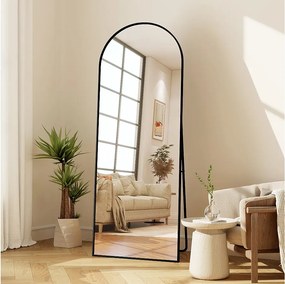 Lustro stojące łukowe 177×77 cm z czarną ramą – Elegancki i vintage'owy design, uniwersalne (do powieszenia lub postawienia)