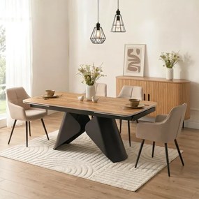 Stół Rozkładany Prostokątny VERONA 160-240 cm Ceramiczny Dąb/Czarny Nowoczesny