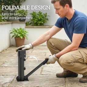 Outsunny Stojak na parasol składany na drążki o średnicy 38 i 48 mm, metalowa podstawa krzyżowa, ciemnoszary | Aosom PL