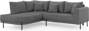 Ciemnoszary narożnik z tkaniny szenilowej (lewostronny/w kształcie litery L) Mauris – Ropez