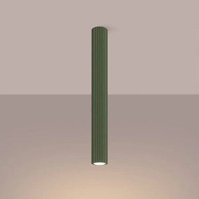 Lampa sufitowa minimalistyczny Gloow, aluminium - 1 źródło światła 3000K - L.6.5 x H.60 cm - zielony oliwkowy