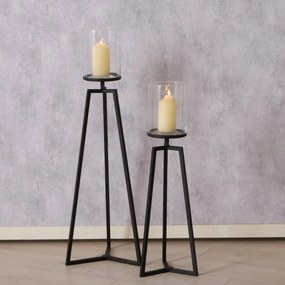 Szklane świeczniki na metalowym stelażu Cosa, 75-95 cm