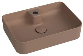 Umywalka ceramiczna nablatowa brązowa z otworem na baterie 50 x 35 cm LERA Cappuccino