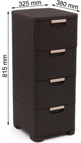 Ciemnobrązowa plastikowa wysoka szafka łazienkowa 33x79 cm Rattan – Curver