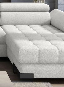 Narożnik SELVA XL Lewostronny z funkcją spania i pojemnikiem MEMPHIS 01 BRUDNA BIEL WERSAL