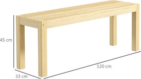 HOMCOM Drewniana ławka kuchenna 3-osobowa z drewna sosnowego 120x33x45 cm naturalny kolor | Aosom PL