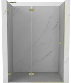 Mexen Lunar drzwi prysznicowe uchylne lewe 135 cm, transparent, złote szczotkowane - 834-135-000-55-00-L