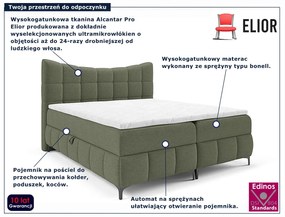 Zielone tapicerowane łóżko z pojemnikiem 5 rozmiarów - Verrado