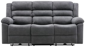 Kanapa 3 osobowa z funkcją relax elektryczna z szarą tapicerką - BUROLO