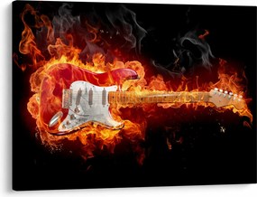 Obraz - Gitara w płomieniach (70x50 cm)