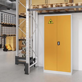 Szafa na chemikalia MARIA, 900 x 1850 x 400 mm, szaro-żółta