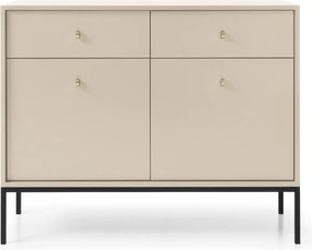 Komoda do salonu z szafkami i szufladami MKSZ104 beżowa/czarne nóżki