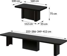 Stół Portofino czarny mat Hubertus rozkładany do 412 cm
