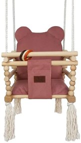 Różowa huśtawka dla dziecka z welurowym oparciem N4-E33