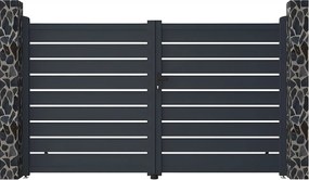Brama wjazdowa rozwierna PRIMO, ażurowa, z aluminium w kolorze antracytowym – 300 × 176 cm (szer. × wys.)