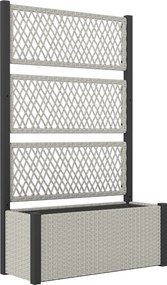 Outsunny Wysoki rabat z kratką w stylu rattanowym, skrzynia na rośliny z podporą 90 x 35 x 148cm Szary | Aosom PL