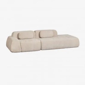 Sofa Modułowy Narożny 2-częściowy Z Prawym Szezlongiem Z Weluru Merida, Pakowany Próżniowo Szenila Gruba Beż Tapioka - Sklum