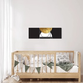 Obraz - Abstrakcja złoto i czerń N⁰2 (z zegarem) (90x30 cm)